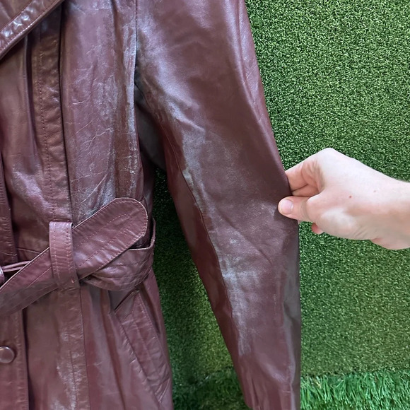 Vintage 1980s Cosa-Nova Long Red Leather Jacket Small - Picture 4 of 10